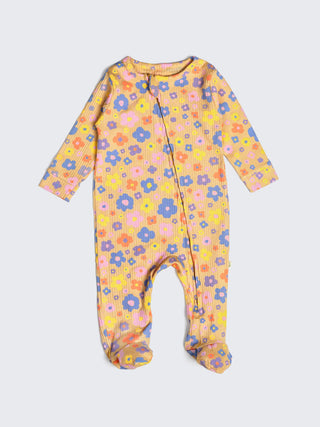 Rainbow & Floral Print Unisex Full Sleeve Baby Sleepsuit – (Pack of 2) - Kidulan