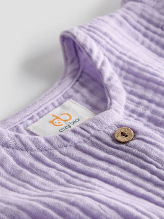 Lilac Organic Cotton Button - Down Frill Top for Baby Girls - Kidulan