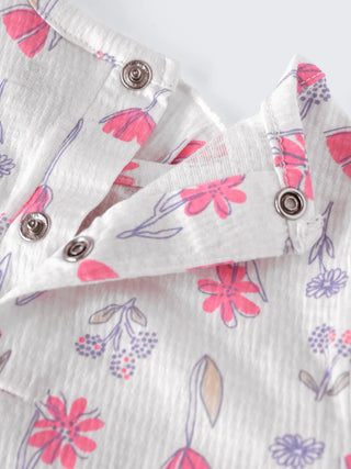 Floral Print Long Sleeve Baby Girl Bodysuit - Kidulan