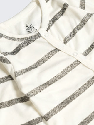 Classic Striped Full Sleeves Unisex Footed Sleepsuit - Kidulan
