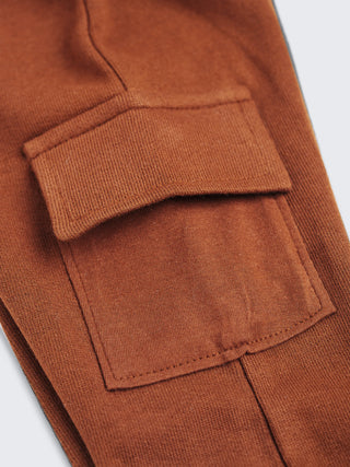 Eebabee Boys Solid Cargo Joggers - Rust Brown - Kidulan