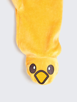 Viral Penguin Yellow Plush Footed Sleepsuit - Kidulan