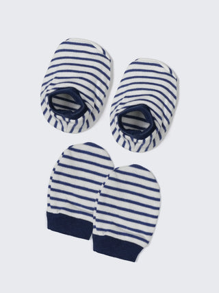 Striped Newborn Booties & Mittens Set (2 Pairs) - Kidulan