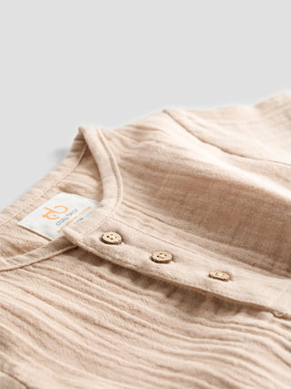 Unisex Baby Beige Organic Cotton Muslin Co - Ord Set - Kidulan
