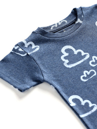 Cloud Print Unisex T-Shirt & Shorts Set for Babies - Kidulan