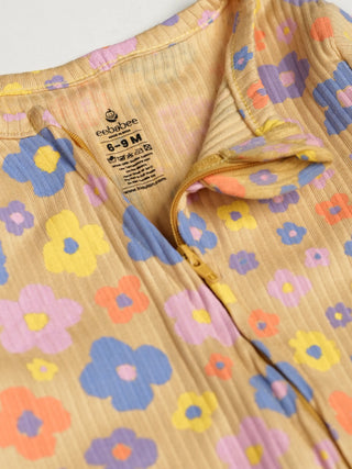 Rainbow & Floral Print Unisex Full Sleeve Baby Sleepsuit – (Pack of 2) - Kidulan