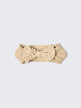 Soft Bow Baby Headband (2 - Color Set – Vanilla Beige & Warm Beige) - Kidulan
