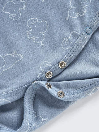 Blue Elephant Print - Kimono Style Unisex Bodysuit & Pant - Kidulan