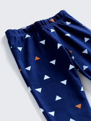 Blue Triangle Print Full Sleeve Unisex Co - Ord Set - Kidulan