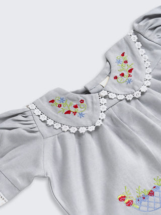Floral Embroidered Top & Skirt Set for Baby Girls - Kidulan
