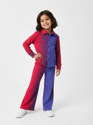Girls Dual - Tone Pink & Blue Comfy Co - Ord Set - Kidulan
