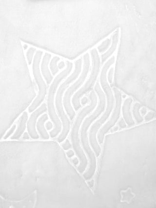 White Soft Baby Swaddling Blanket – Plush Receiving Blanket with Star & Moon Embossed Design - Kidulan