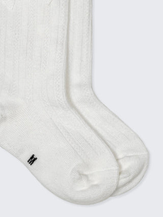 Baby Girl Knee - High Ribbed Socks with Bow – White - Kidulan