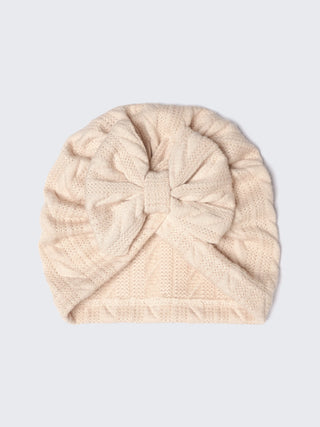 Soft Knit Turban Cap for Babies – Pink & Cream (2 - Piece Set) - Kidulan