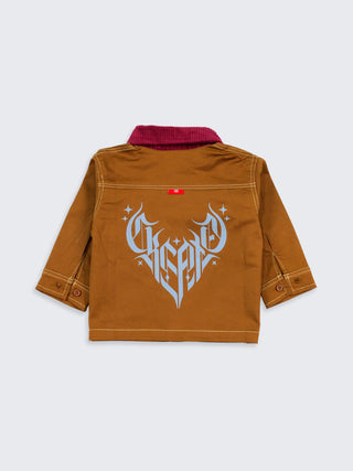 Boys Rust Shirt with Corduroy Collar & Back Graphic - Kidulan
