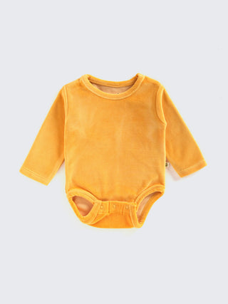 Solid Yellow Unisex Bodysuit with Smiley Bib Set - Kidulan