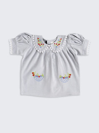 Floral Embroidered Top & Skirt Set for Baby Girls - Kidulan