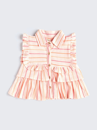 Peachy Stripes Baby Girl 2 piece Set - Kidulan