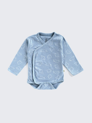 Blue Elephant Print - Kimono Style Unisex Bodysuit & Pant - Kidulan