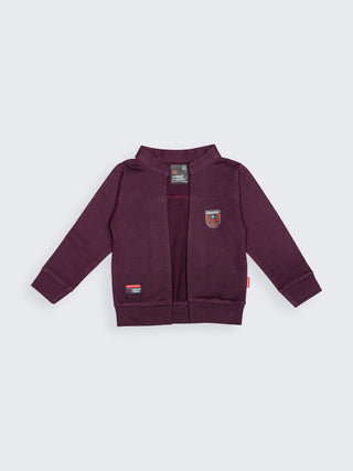 Maroon Charm Kids Jacket & Printed Tee Set - Kidulan