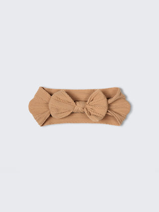 Soft Bow Baby Headband (2 - Color Set – Caramel Beige & Sand Beige) - Kidulan