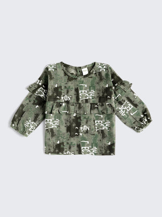 Olive color Top & Corduroy Shorts Set - Kidulan