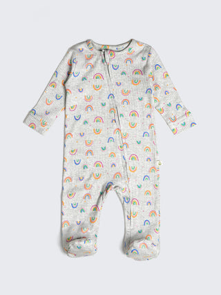 Rainbow Print Full Sleeve Zip Sleepsuit - Kidulan