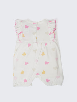 Baby Girls Heart Print Ruffle Romper - Kidulan