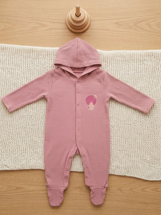 Unisex Baby Hooded Sleepsuit - Pink - Kidulan