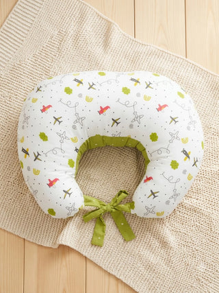 Baby Feeding Pillow - White & Olive Green - Kidulan