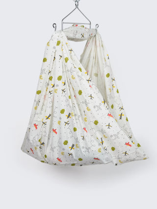Twill Print Baby Cradle Cloth with Net - Airplane - Kidulan