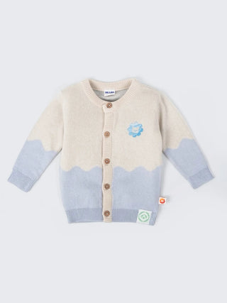 Baby Knit Cardigan – Cream & Blue - Kidulan