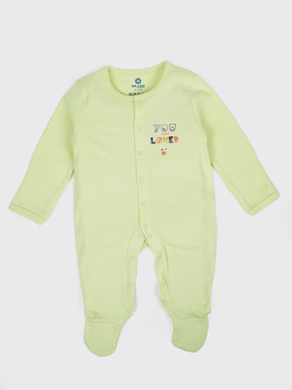 Unisex Baby Solid Sleepsuit Light Green - Kidulan