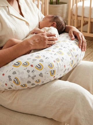 Baby Feeding Pillow - Grey & Mustard - Kidulan