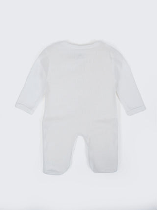 Unisex Solid White Baby Sleepsuit - 0-3 Months - Kidulan