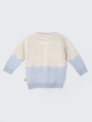 Baby Knit Cardigan – Cream & Blue - Kidulan