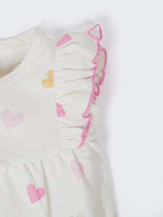 Baby Girls Heart Print Ruffle Romper - Kidulan