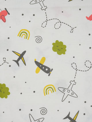 Twill Print Baby Cradle Cloth with Net - Airplane - Kidulan