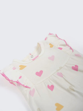 Baby Girls Heart Print Ruffle Romper - Kidulan