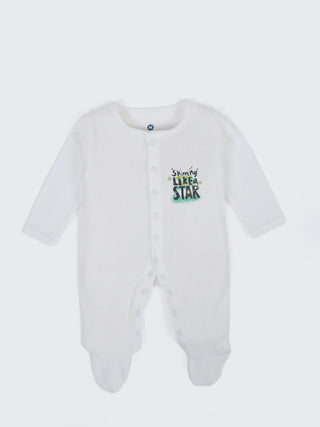 Unisex Solid White Baby Sleepsuit - 0-3 Months - Kidulan