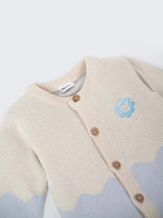 Baby Knit Cardigan – Cream & Blue - Kidulan
