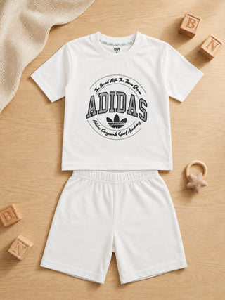 Boys White Graphic Printed T-Shirt & Shorts Co-ord Set - Kidulan