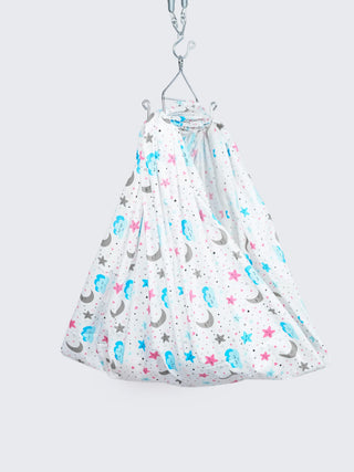 Twill Print Baby Cradle Cloth with Net - Moon & Stars - Kidulan
