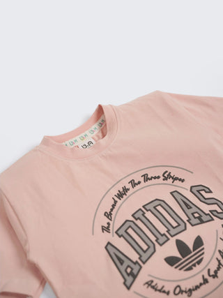 Boys Peach Graphic Printed T-Shirt & Shorts Co-ord Set - Kidulan