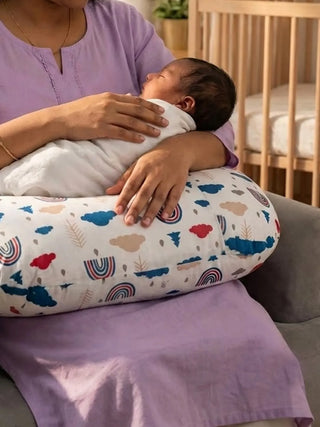 Baby Feeding Pillow - Blue & White - Kidulan