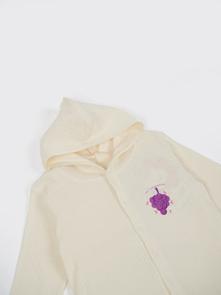 Unisex Baby Solid Hooded Sleepsuit - Off White - Kidulan