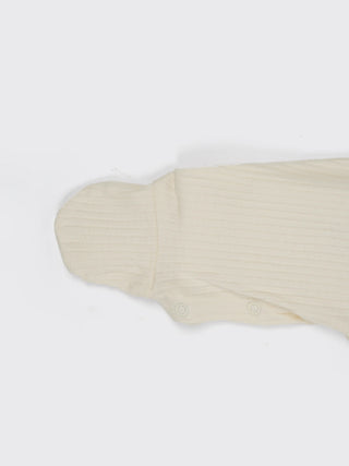 Unisex Baby Solid Hooded Sleepsuit - Off White - Kidulan