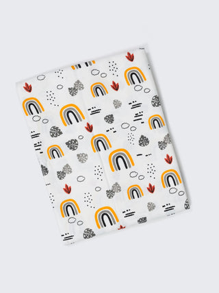 Twill Print Baby Cradle Cloth with Net - Rainbow & Leaf - Kidulan
