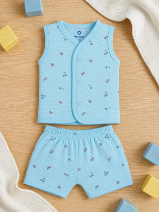 Baby Sleeveless Jabla & Shorts Set - Blue - Kidulan