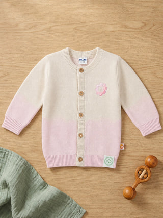 Baby Knit Cardigan – Cream & Pink - Kidulan